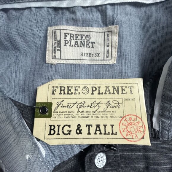 Free Planet Mens 3X Big & Tall Black/Gray Short-Sleeve Button-Up Shirt New $56 - Picture 3 of 10